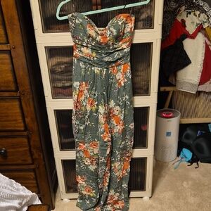 Band of Gypsies Green Floral Jumpsuit